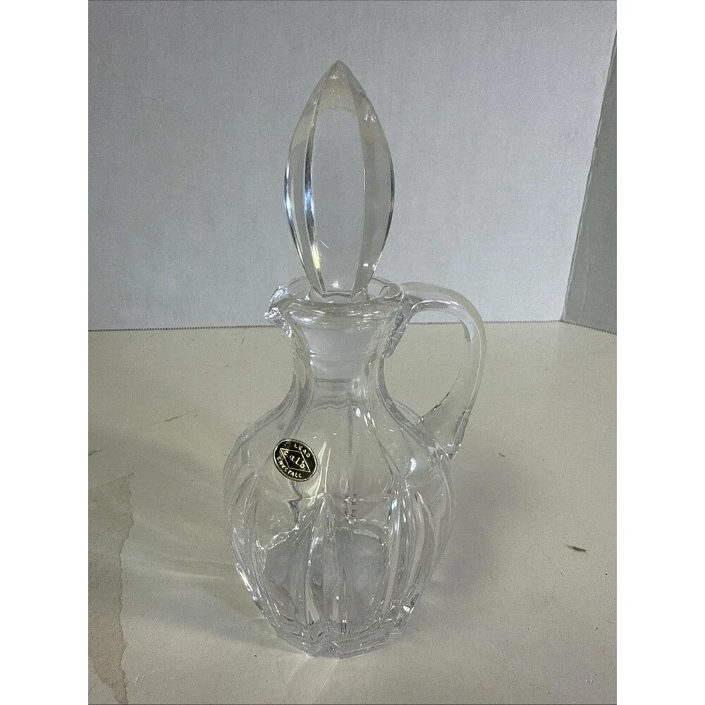 Crystal Cruet with Faceted Stopper - Oil or Vinegar